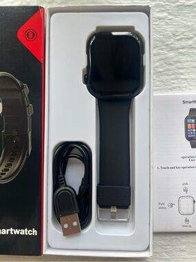 New Smart Watch iPhone iOS Android Black Wearable Bluetooth Fitness Tracker 1.85